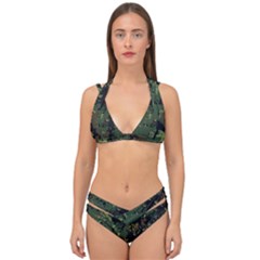 Military Background Grunge Double Strap Halter Bikini Set