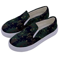 Military Background Grunge Kids  Canvas Slip Ons