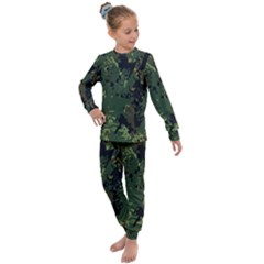 Military Background Grunge Kids  Long Sleeve Set 