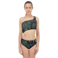 Military Background Grunge Spliced Up Two Piece Swimsuit