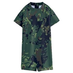 Military Background Grunge Kids  Boyleg Half Suit Swimwear