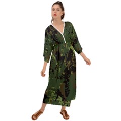 Military Background Grunge Grecian Style  Maxi Dress