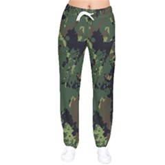 Military Background Grunge Women Velvet Drawstring Pants