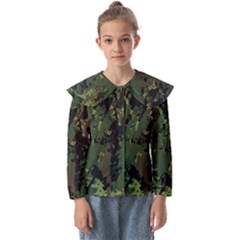 Military Background Grunge Kids  Peter Pan Collar Blouse