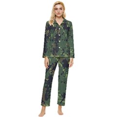 Military Background Grunge Womens  Long Sleeve Velvet Pocket Pajamas Set