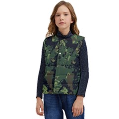 Military Background Grunge Kid s Short Button Up Puffer Vest	