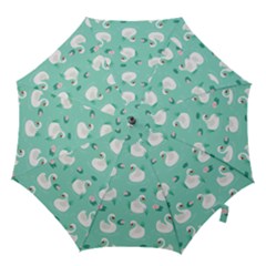 Elegant Swan Seamless Pattern Hook Handle Umbrellas (large)