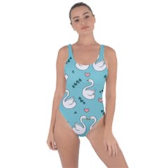 Elegant Swan Pattern Design Bring Sexy Back Swimsuit