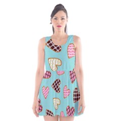 Seamless Pattern With Heart Shaped Cookies With Sugar Icing Scoop Neck Skater Dress by pakminggu