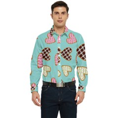 Seamless Pattern With Heart Shaped Cookies With Sugar Icing Men s Long Sleeve  Shirt by pakminggu