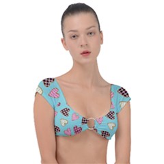 Seamless Pattern With Heart Shaped Cookies With Sugar Icing Cap Sleeve Ring Bikini Top by pakminggu