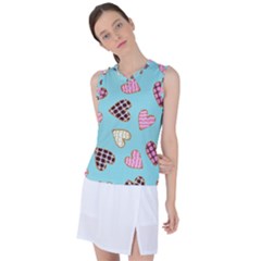 Seamless Pattern With Heart Shaped Cookies With Sugar Icing Women s Sleeveless Sports Top by pakminggu