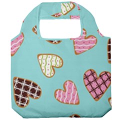 Seamless Pattern With Heart Shaped Cookies With Sugar Icing Foldable Grocery Recycle Bag by pakminggu