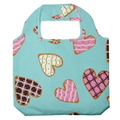 Seamless Pattern With Heart Shaped Cookies With Sugar Icing Premium Foldable Grocery Recycle Bag by pakminggu