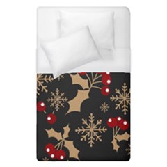 Christmas Pattern With Snowflakes Berries Duvet Cover (single Size) by pakminggu