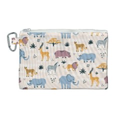 Wild Animals Seamless Pattern Canvas Cosmetic Bag (large) by pakminggu