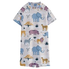 Wild Animals Seamless Pattern Kids  Boyleg Half Suit Swimwear by pakminggu