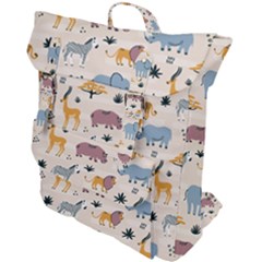 Wild Animals Seamless Pattern Buckle Up Backpack by pakminggu