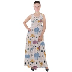 Wild Animals Seamless Pattern Empire Waist Velour Maxi Dress by pakminggu