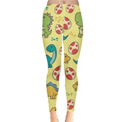 Seamless Pattern With Cute Dinosaurs Character Leggings  by pakminggu