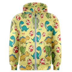 Seamless Pattern With Cute Dinosaurs Character Men s Zipper Hoodie
