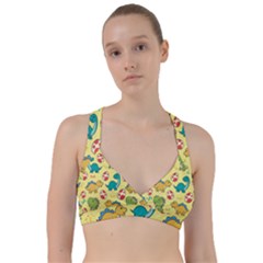 Seamless Pattern With Cute Dinosaurs Character Sweetheart Sports Bra by pakminggu