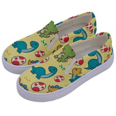 Seamless Pattern With Cute Dinosaurs Character Kids  Canvas Slip Ons by pakminggu