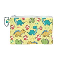 Seamless Pattern With Cute Dinosaurs Character Canvas Cosmetic Bag (medium) by pakminggu