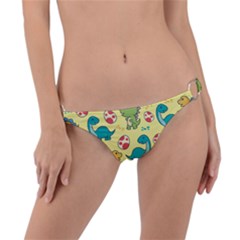 Seamless Pattern With Cute Dinosaurs Character Ring Detail Bikini Bottoms by pakminggu