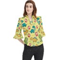 Seamless Pattern With Cute Dinosaurs Character Loose Horn Sleeve Chiffon Blouse View1