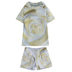 White Roses Flowers Plant Romance Blossom Bloom Nature Flora Petals Kids  Swim Tee And Shorts Set by pakminggu