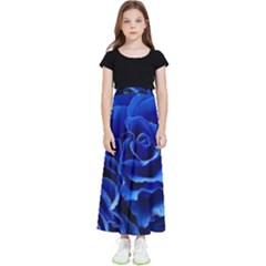 Blue Roses Flowers Plant Romance Blossom Bloom Nature Flora Petals Kids  Flared Maxi Skirt