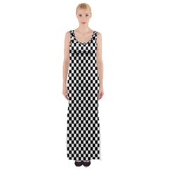 Black And White Checkerboard Background Board Checker Thigh Split Maxi Dress by pakminggu