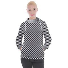 Black And White Checkerboard Background Board Checker Women s Hooded Pullover by pakminggu
