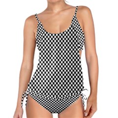 Black And White Checkerboard Background Board Checker Tankini Set by pakminggu