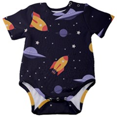 Cosmos Rockets Spaceships Ufos Baby Short Sleeve Bodysuit by pakminggu