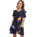 Cosmos Rockets Spaceships Ufos Kids  Frilly Sleeves Pocket Dress View3