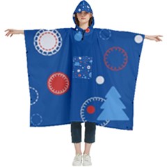 Christmas Pattern Tree Design Women s Hooded Rain Ponchos