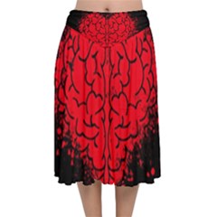 Heart Brain Mind Psychology Doubt Velvet Flared Midi Skirt by pakminggu