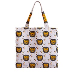 Lion Heads Pattern Design Doodle Zipper Grocery Tote Bag by pakminggu