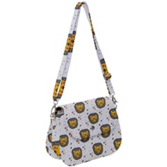 Lion Heads Pattern Design Doodle Saddle Handbag by pakminggu