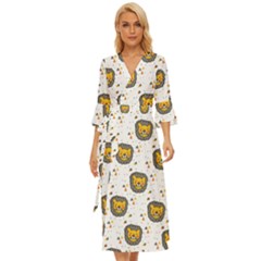 Lion Heads Pattern Design Doodle Midsummer Wrap Dress by pakminggu