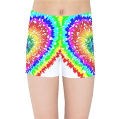 Tie Dye Heart Colorful Prismatic Kids  Sports Shorts by pakminggu