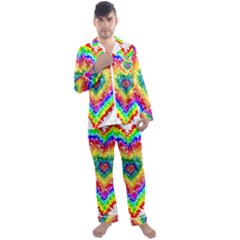 Tie Dye Heart Colorful Prismatic Men s Long Sleeve Satin Pajamas Set by pakminggu