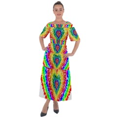 Tie Dye Heart Colorful Prismatic Shoulder Straps Boho Maxi Dress  by pakminggu