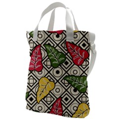 Leaves Foliage Batik Seamless Canvas Messenger Bag by pakminggu