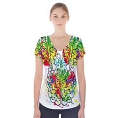 Brain Mind Psychology Idea Hearts Short Sleeve Front Detail Top by pakminggu