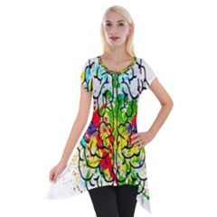 Brain Mind Psychology Idea Hearts Short Sleeve Side Drop Tunic by pakminggu