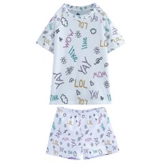 Doodle Pattern Kids  Swim Tee And Shorts Set by pakminggu