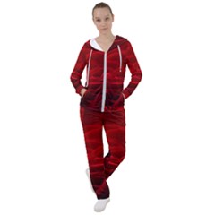 Rose Red Rose Red Flower Petals Waves Glow Women s Tracksuit by pakminggu